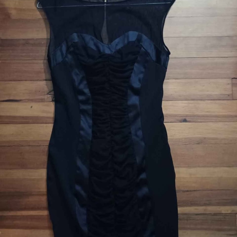 Cache Black Backless Dress with Ruched Detail